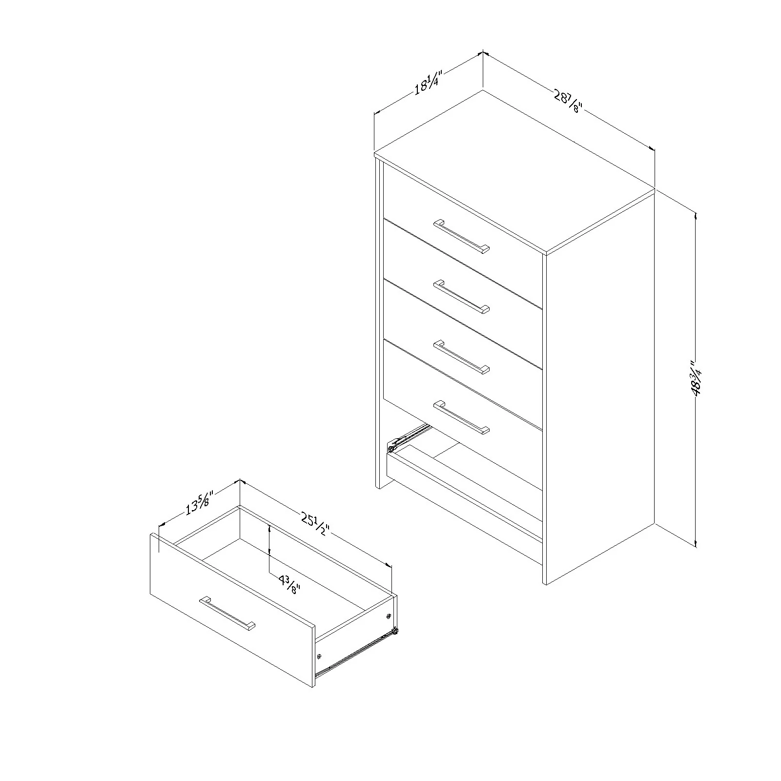 Commode 5 tiroirs Londen - Noir antiqué et Chêne vieilli – Image 4
