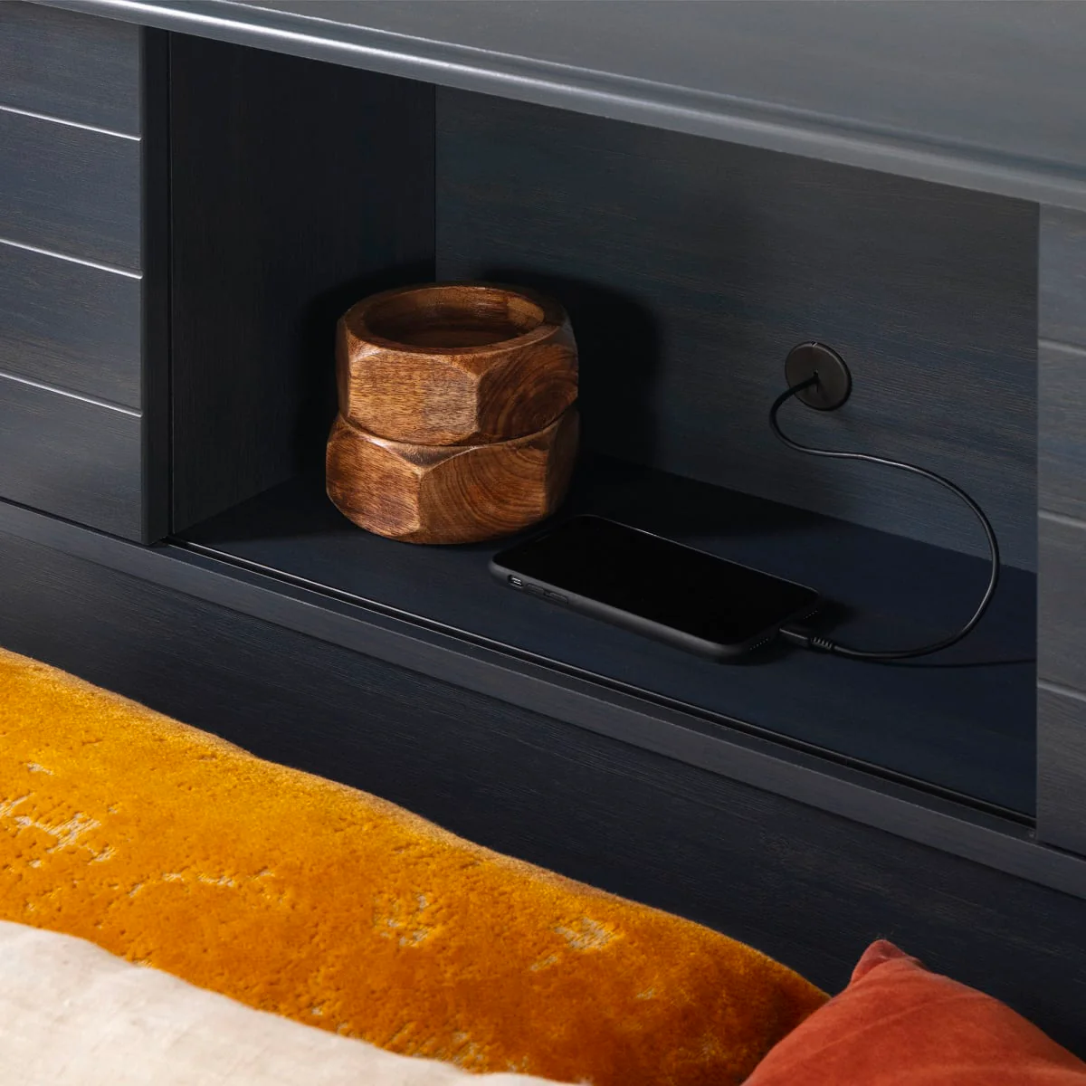 Ensemble lit matelot et tête de lit bibliothèque simple 39" Ulysses - Myrtille – Image 3