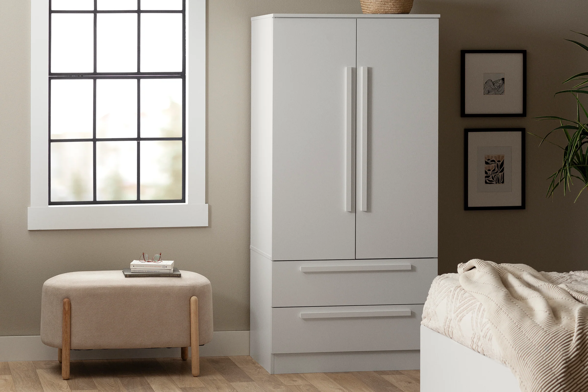 Armoire penderie avec portes et tiroir Acapella - Blanc – Image 6