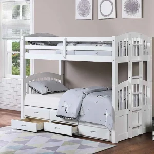 Lits superposés capitaine 39"/39" - Blanc