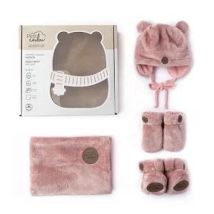 Coffret cadeau Coulou minky 4 accessoires 0-6 mois- Ourson rose