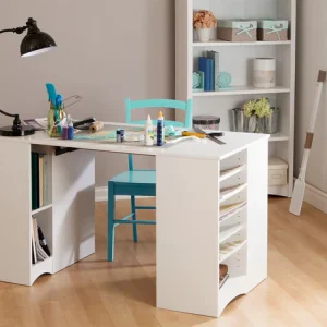 Table de travail avec rangement Artwork - Blanc solide