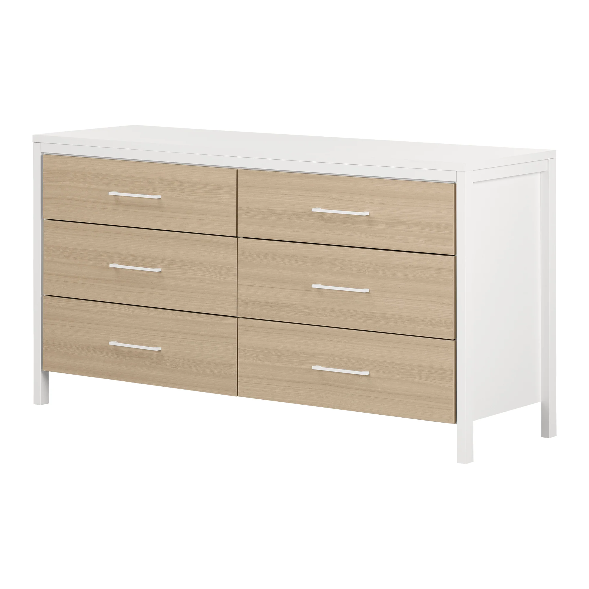 Bureau double 6 tiroirs Munich - Blanc et Orme naturel – Image 2