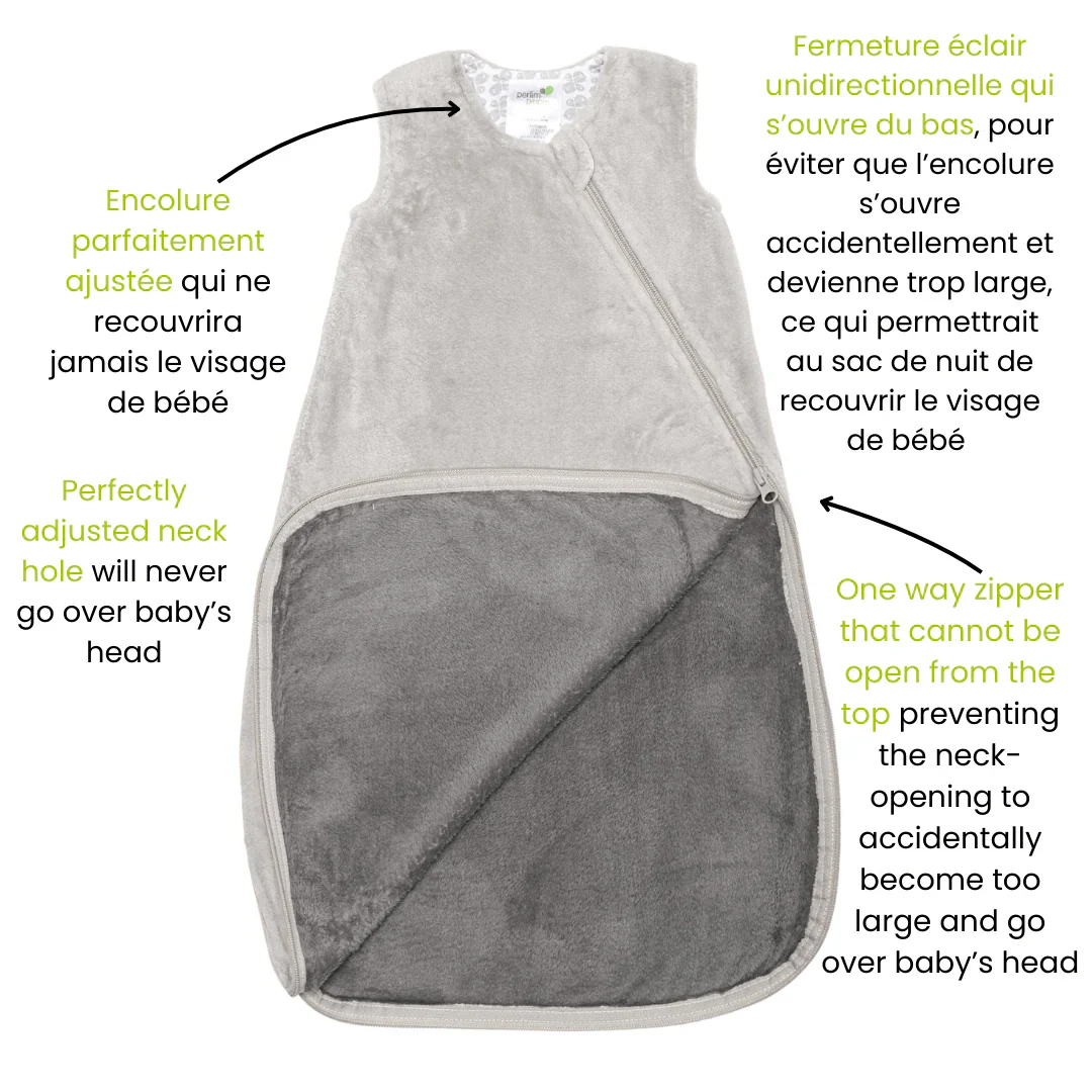 Sac de nuit en peluche - Gris uni (1.5 togs) – Image 4