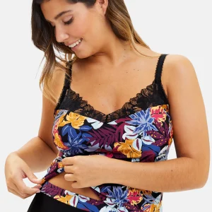 Caraco Mathilde Imprimé Végétal Jungle Noire