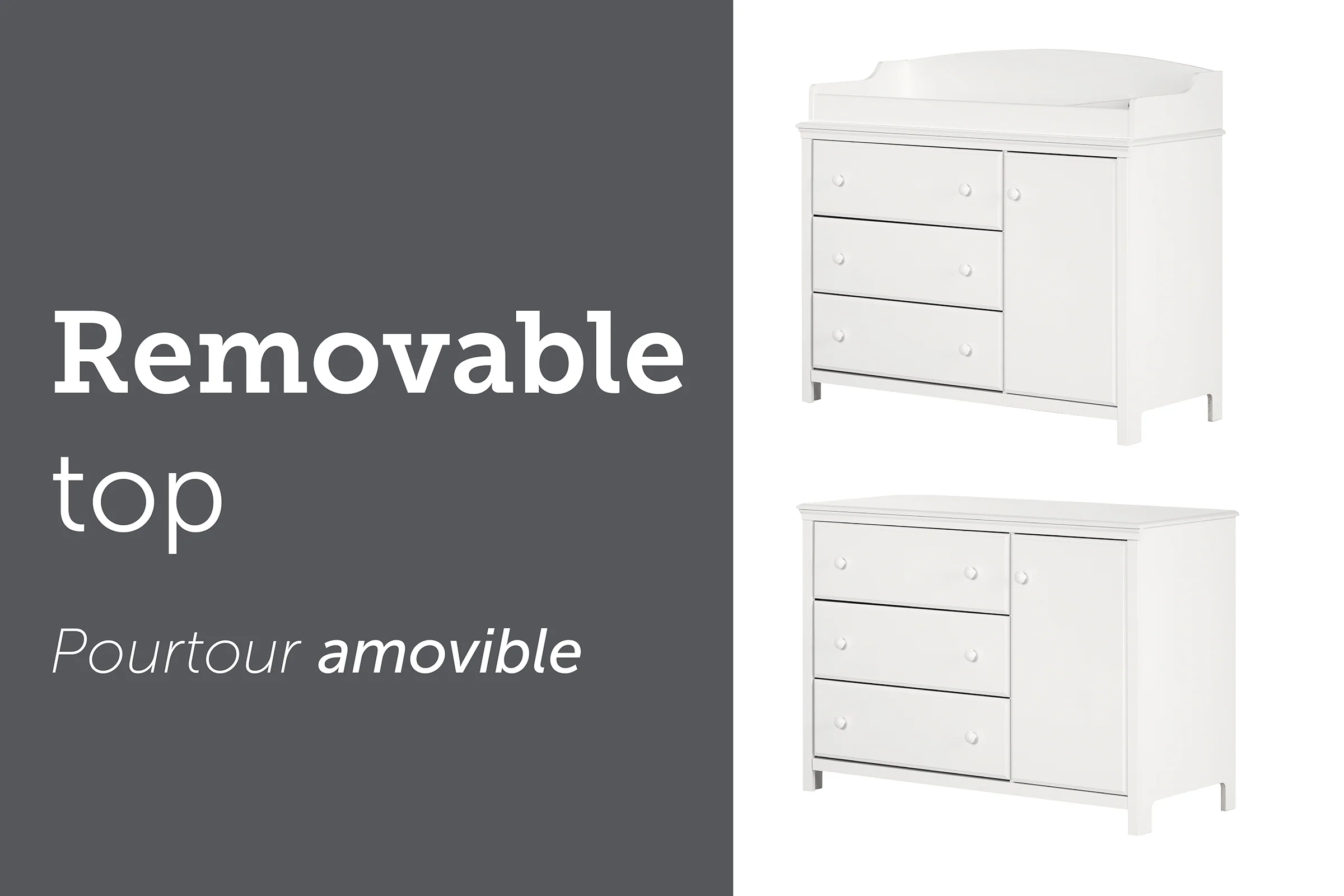 Table à langer avec pourtour Cotton Candy - Blanc solide – Image 5