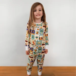 Children's PJ Set Animal Stamps