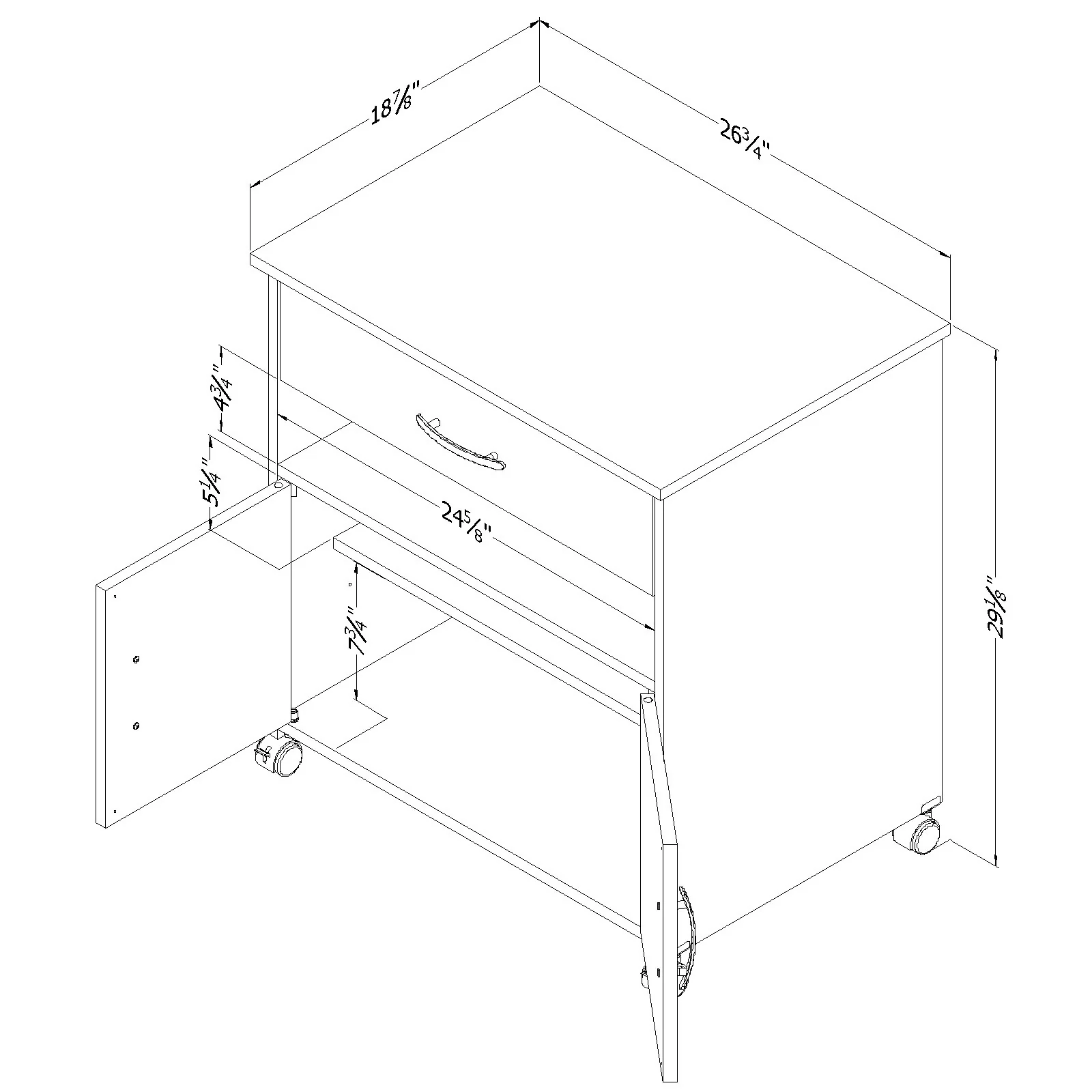 Rangement à imprimante sur roulettes Axess - Chocolat – Image 6