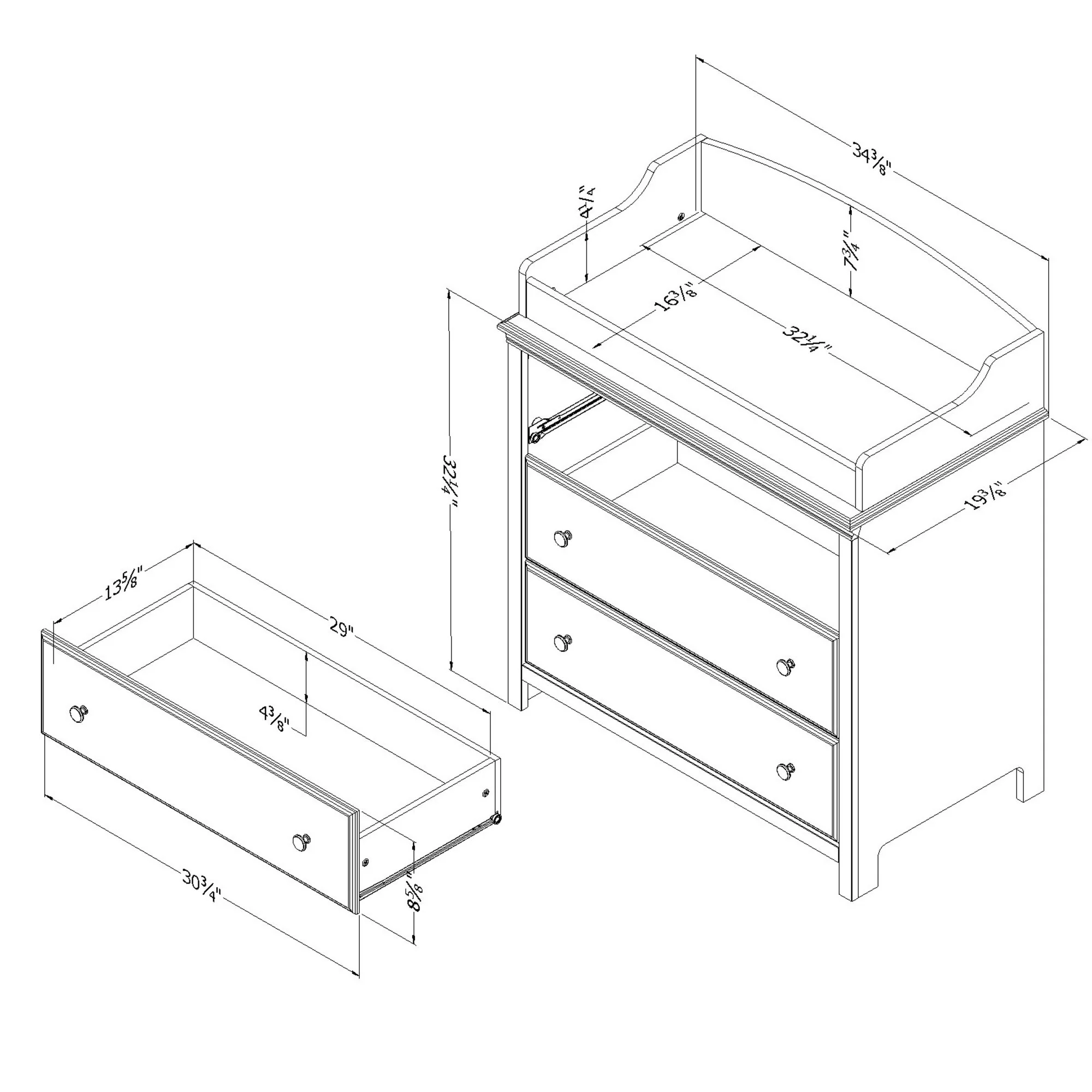 Table à langer 3 tiroirs Cotton Candy - Blanc solide – Image 7