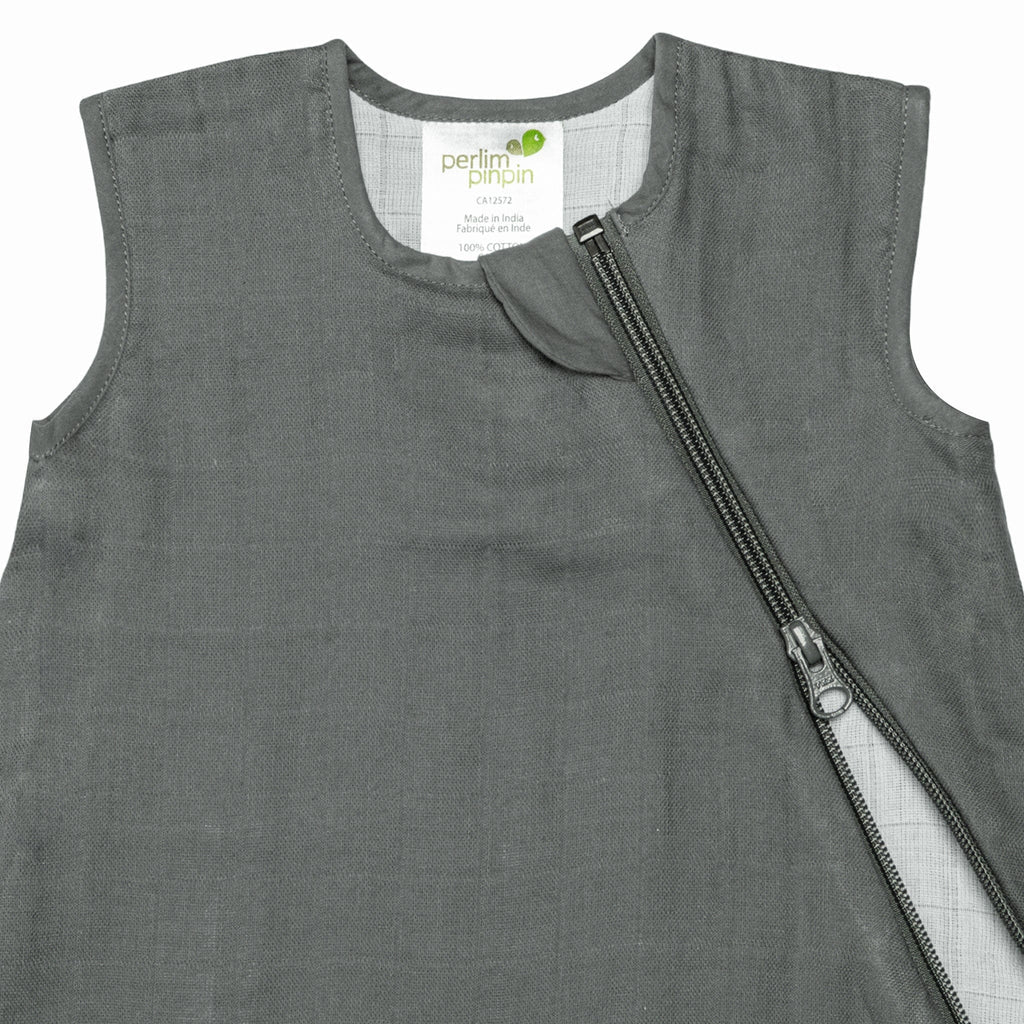 Sac de nuit en mousseline de coton - Charcoal (0.7 tog) – Image 4