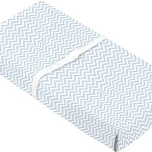 Housse pour matelas à langer avec ouverture pour sangles - Chevron Bleu