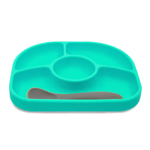 Assiette avec ventouse et cuillère Yümi - Aqua – Image 2