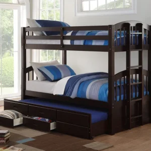 Lits superposés capitaine 39"/39" - Espresso