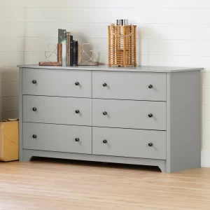 Bureau double 6 tiroirs Vito-Gris clair