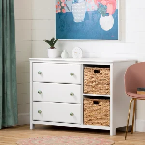 Commode 3 tiroirs avec paniers Balka - Blanc solide
