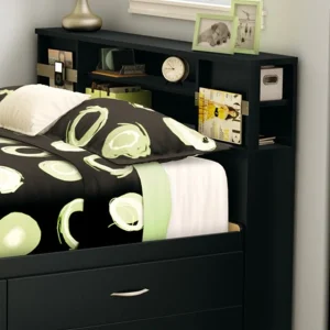 Tête de lit bibliothèque double 54" Step One - Noir solide