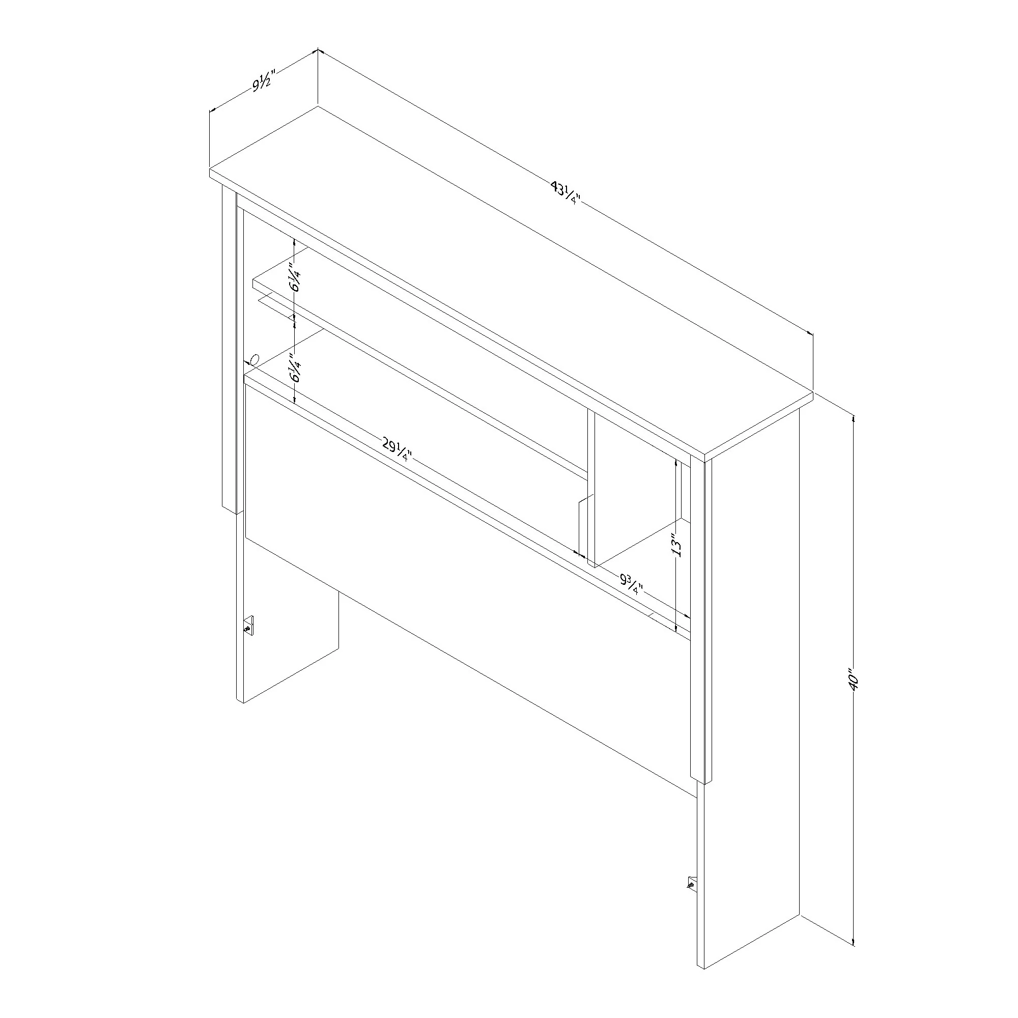 Tête de lit bibliothèque simple 39" tassio -Chêne nordique – Image 4