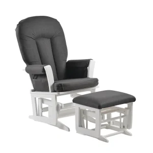 Chaise berçante à billes *Nouveau tissus 76 anti-taches*- Blanc et Gris fonçé