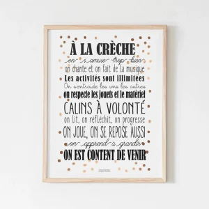 Affiche encadrée A la crèche