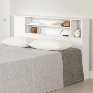 Tête de lit bibliothèque double/queen 54"/60" Fusion - Blanc solide