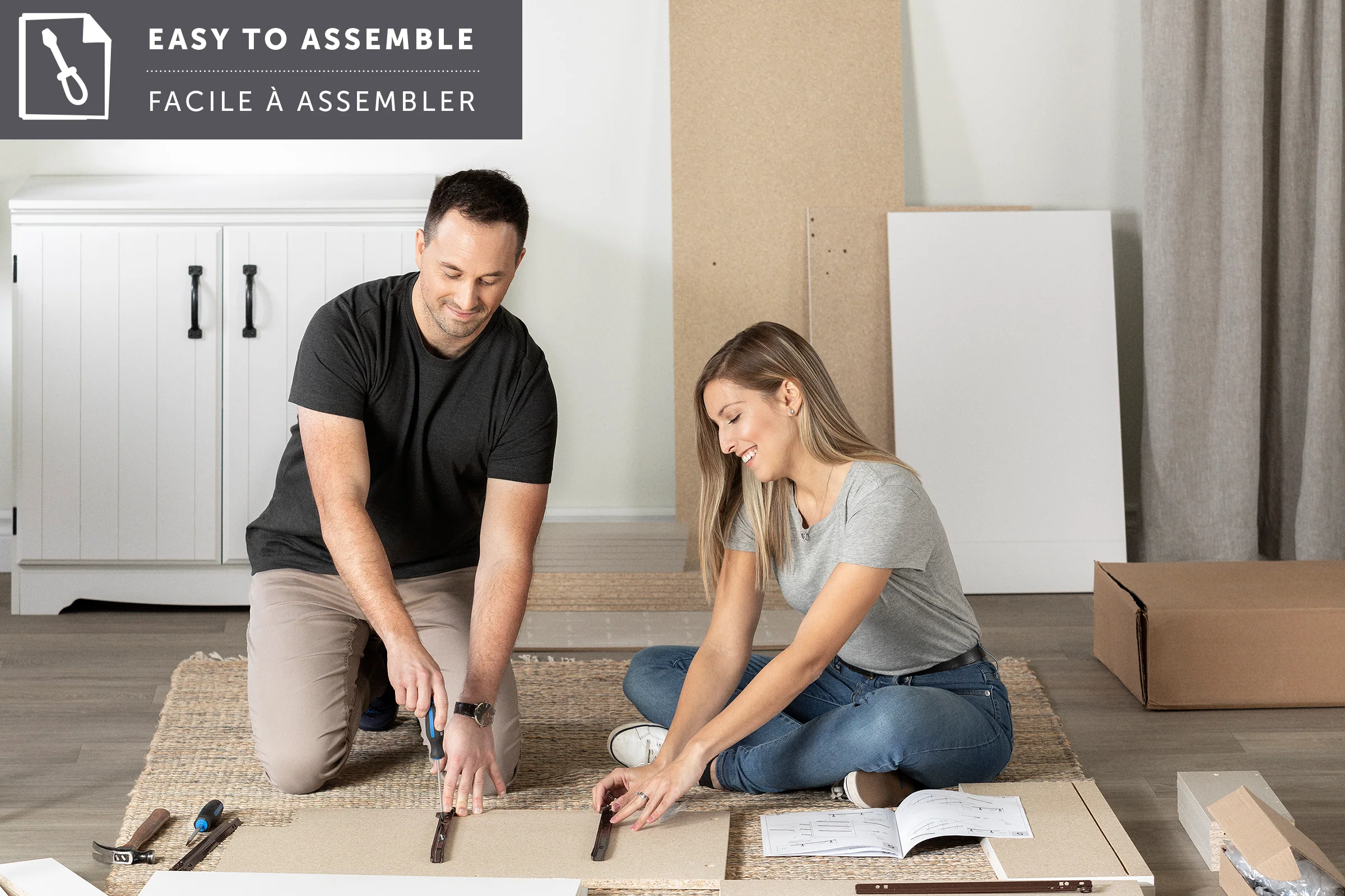 Bureau double 6 tiroirs Primo - Chêne rustique – Image 8