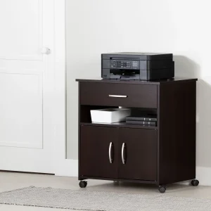 Rangement à imprimante sur roulettes Axess - Chocolat