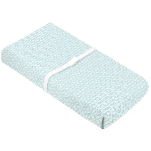 Housse pour matelas à langer avec ouverture pour sangles - Octogone Turquoise