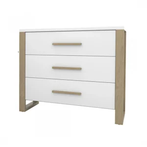Commode 3 tiroirs - Blanc et Moisson