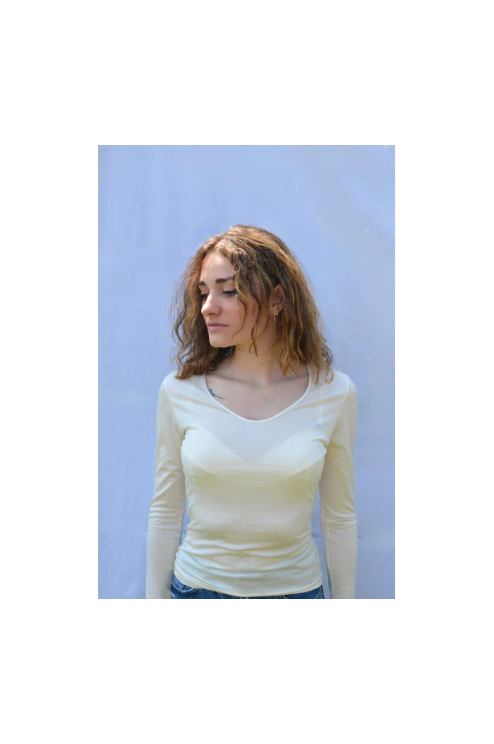 Tee-Shirt Laine et Soie Ecru