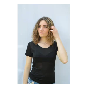 Tee-Shirt Manches Courtes Soie Noir