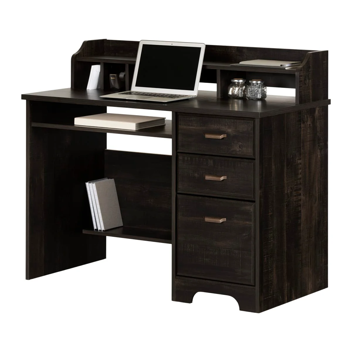 Bureau de travail avec huche Versa - Noir antique – Image 3