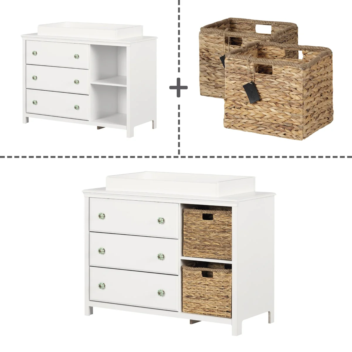 Table à langer avec paniers Balka - Blanc solide – Image 9