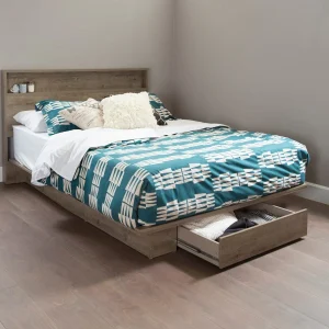 Ensemble lit plateforme et tête de lit double/queen 54"/60" Holland - Chêne vieilli