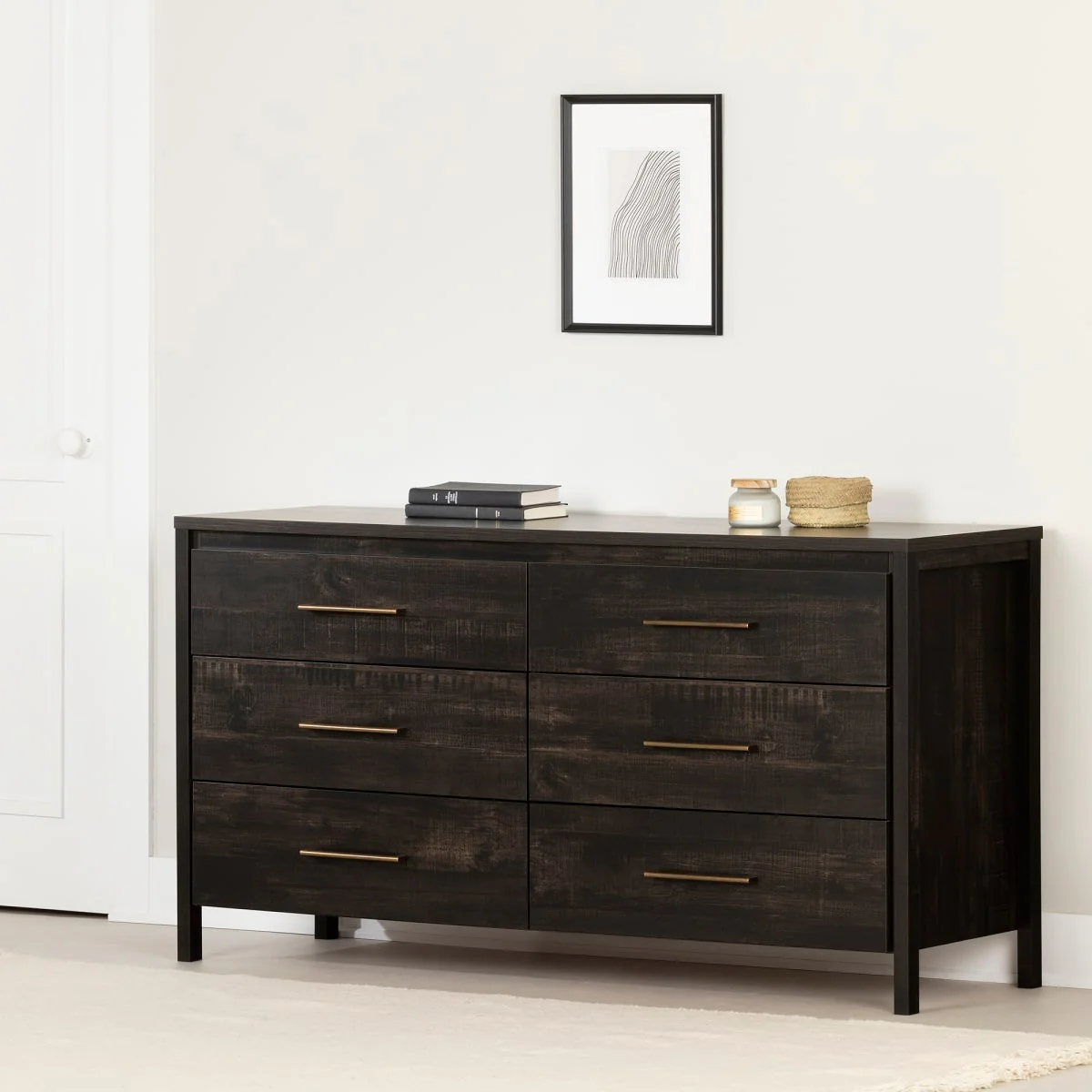 Bureau double 6 tiroirs Gravity - Noir antique