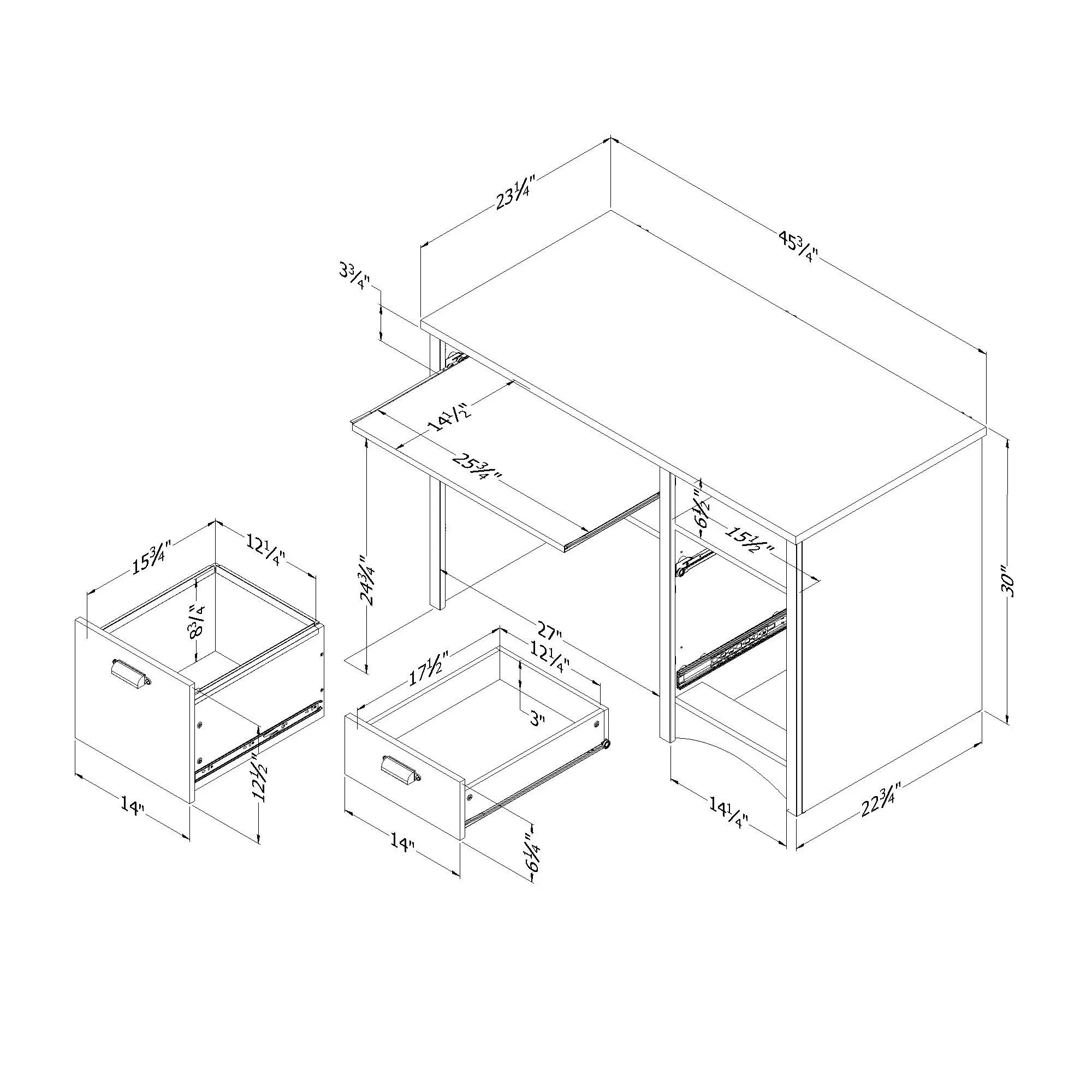 Bureau de travail Gascony - Noir antiqué – Image 7