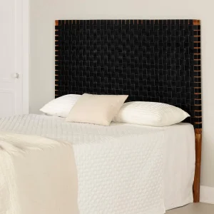 Tête de lit en cuir tressé queen 60" Balka - Noir mat