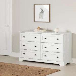 Bureau double 6 tiroirs  Hazen - Pin blanc